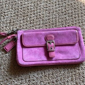 Coach pink suede wallet/ wristlet